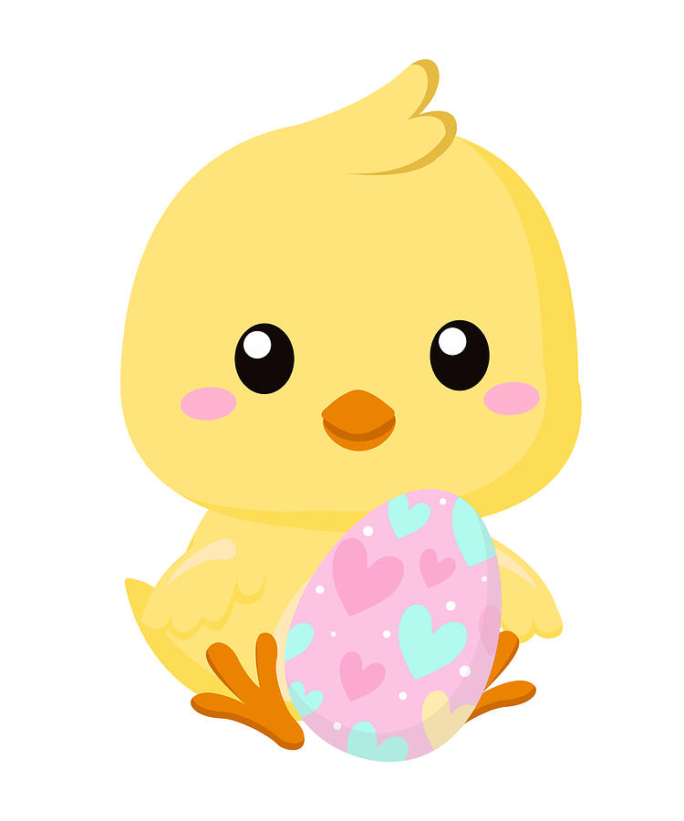 Cute Little Easter Chick With Easter Egg Digital Art By Norman W Pixels