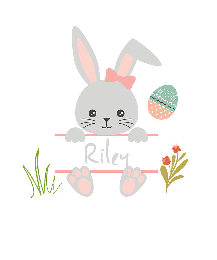 Cute little girl easter bunny with Riley name tag Digital Art by Norman ...
