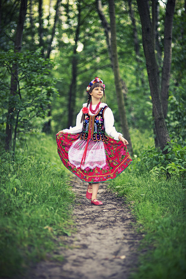 Cute little girl in polish folk costume (Cracow region) Photograph by Imgorthand