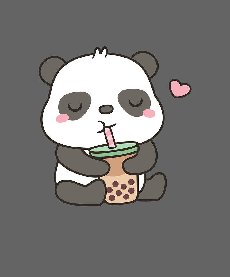 Cute Little Panda Enjoying Boba Tea Kids stars Painting by Ward Owen ...