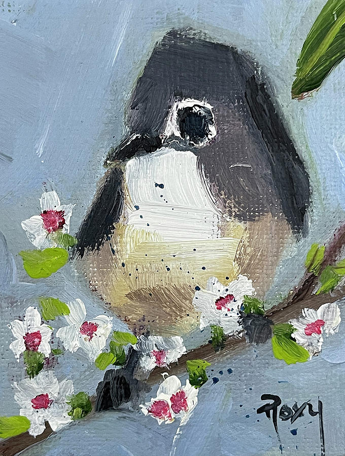Cute Little Titmouse Painting by Roxy Rich