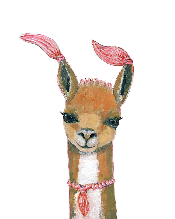 Cute Llama Portrait Painting by Blenda Studio