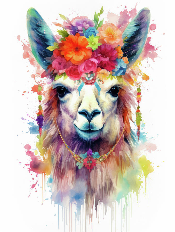 Cute Llama Watercolor Style 02 Digital Art by Matthias Hauser