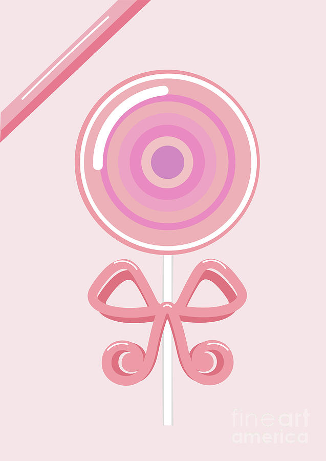 Cute lollipop with bow on pink background Digital Art by Mendelex Photography