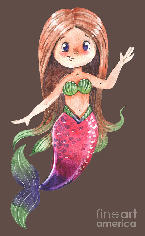 Cute Mermaid Watercolor Clipart Graphic Digital Art by Creator Designs ...