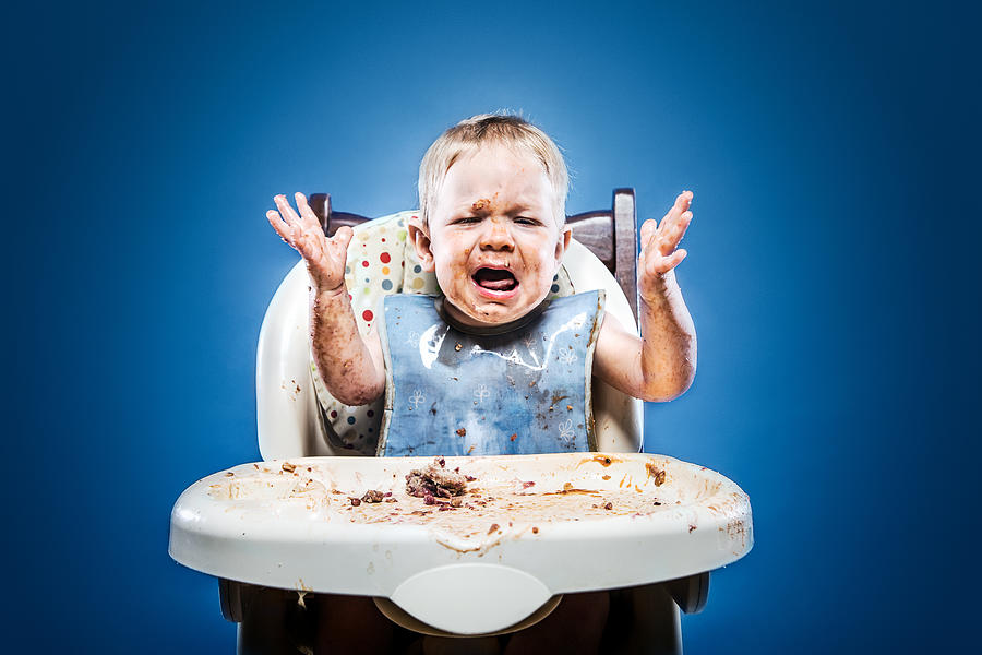 Cute Messy Baby Covered in Food Photograph by RyanJLane