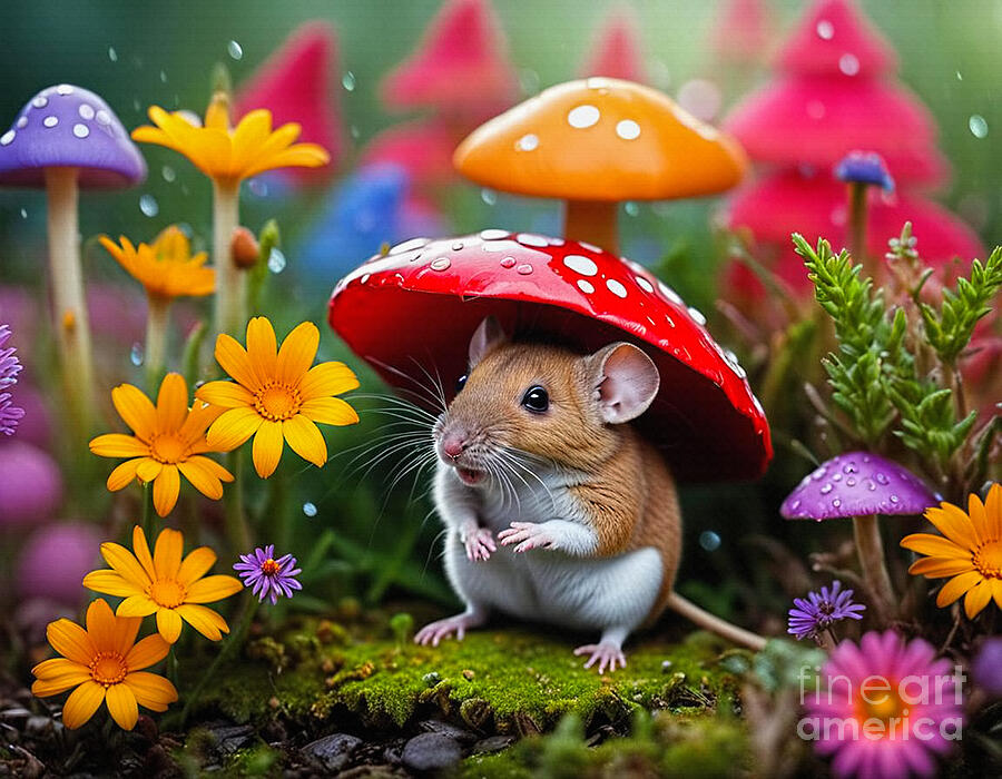 Cute Mouse Sheltering from Rain by Kaye Menner Digital Art by Kaye Menner Cute Mouse Sheltering from Rain by Kaye Menner Digital Art by Kaye Menner