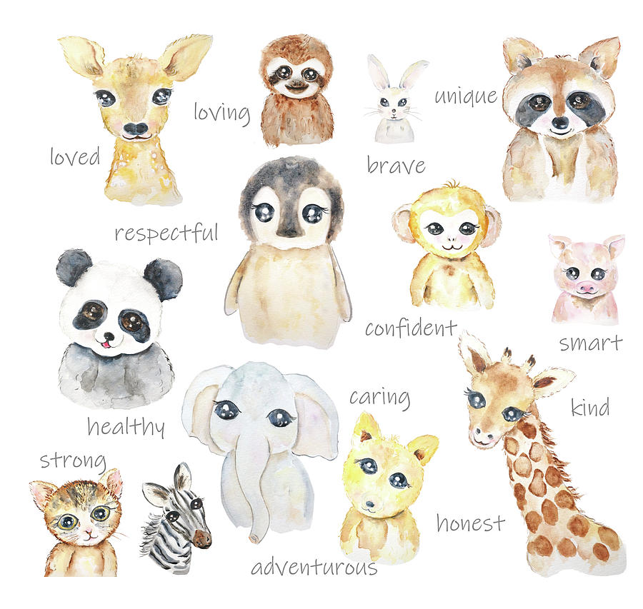 Cute Nursery Animals Painting by Color Color - Pixels