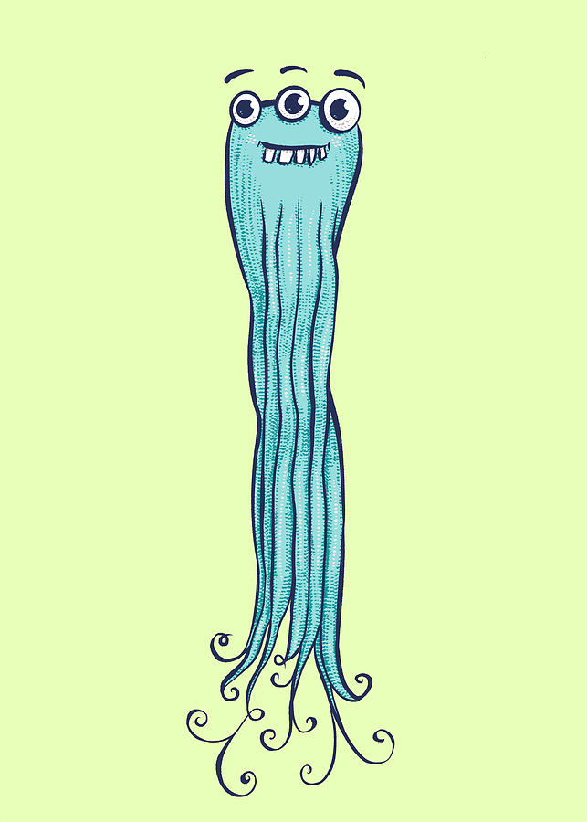 Cute Octopus Sea Monster Character Digital Art