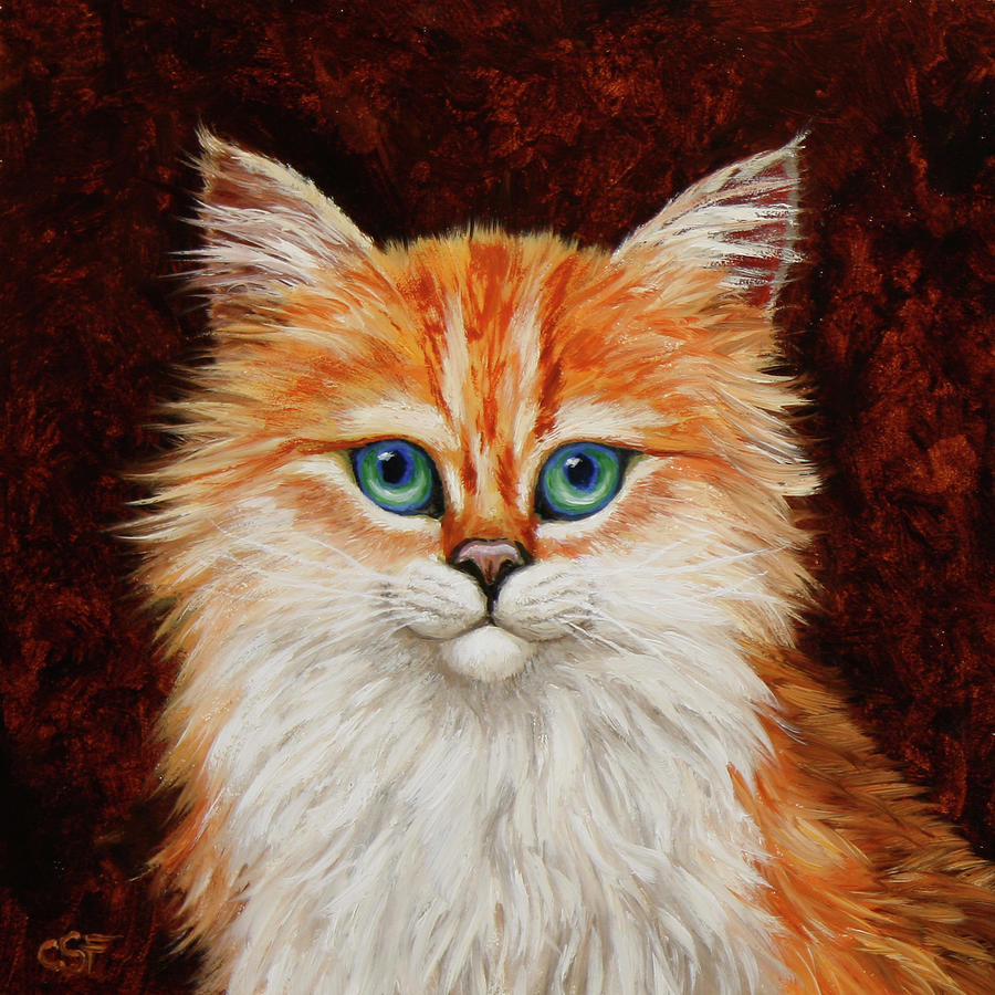 Cute Orange Tabby Cat Painting by Crista Forest