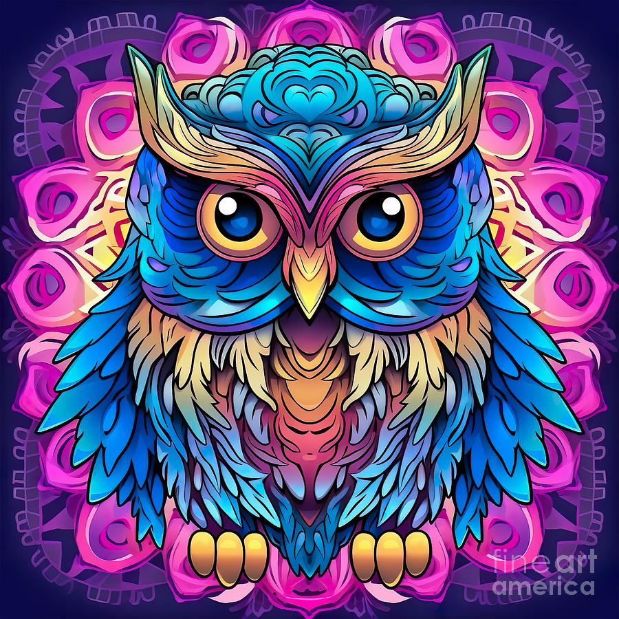 Cute Owl Mandala 3 Digital Art by Mark Ashkenazi - Fine Art America