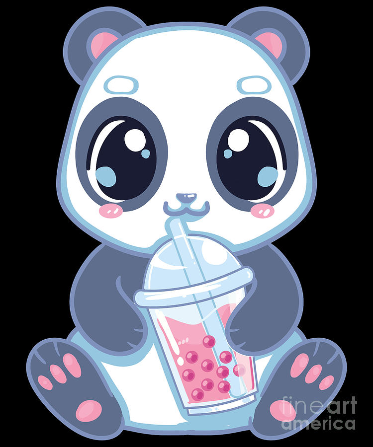 Cute Panda Boba Bubble Tea Panda Bear Boba Drink Digital Art by The ...