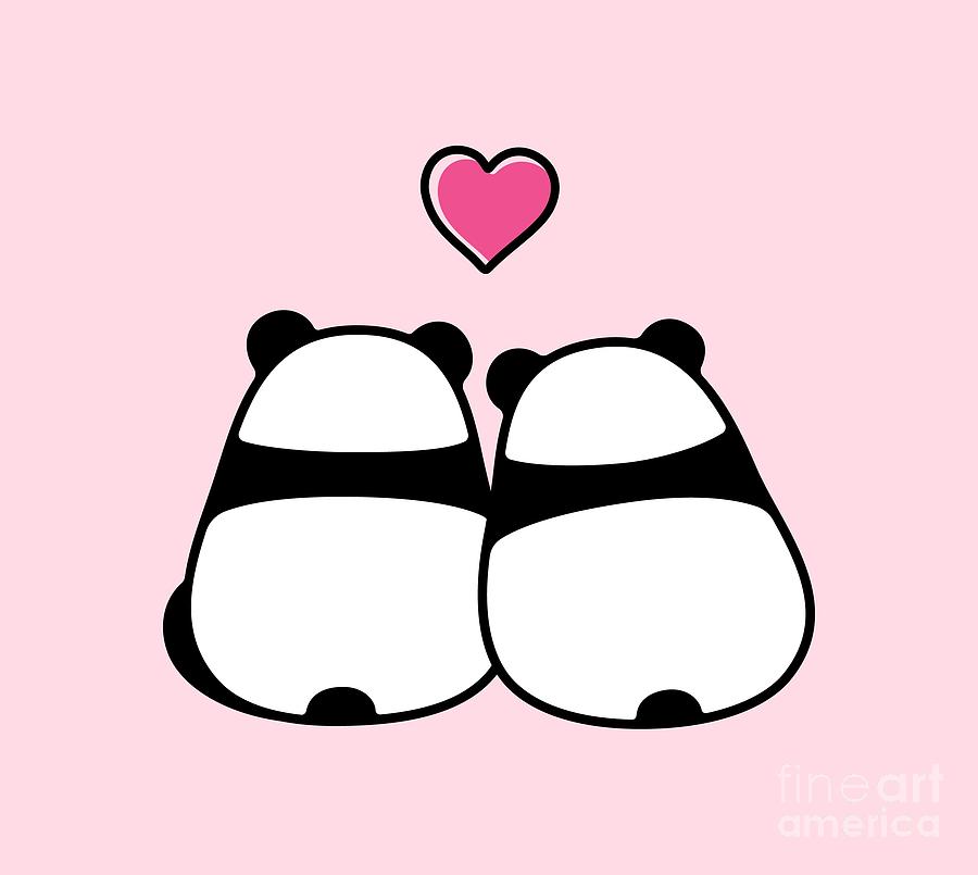 Cute panda couple in love Valentine's day Gift Digital Art by Mohomed - Fine Art America