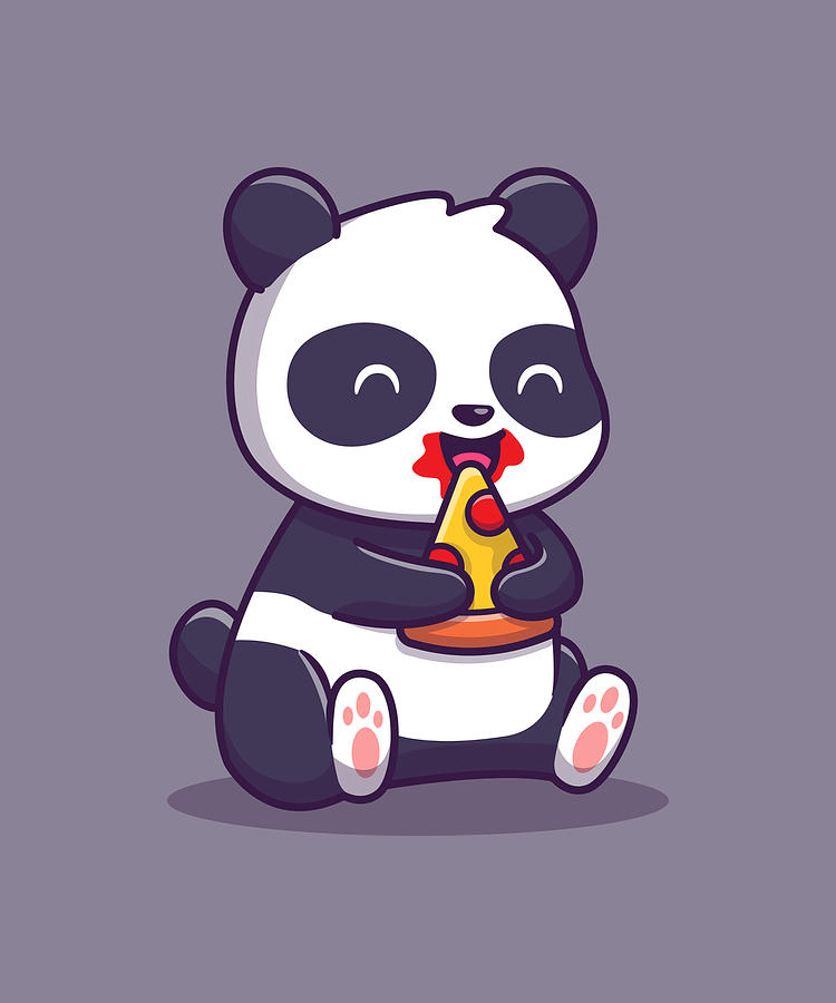 Cute Panda Eat Pizza cute 70s Painting by Max Davis - Fine Art America