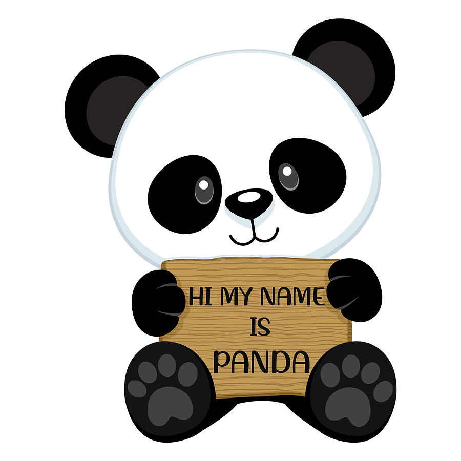 Cute Panda saying HI Poster 80s Painting by Roberts Davis - Pixels