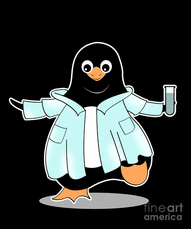 Cute Penguin Scientist Biology DNA Lab Gift Digital Art by Lukas Davis ...