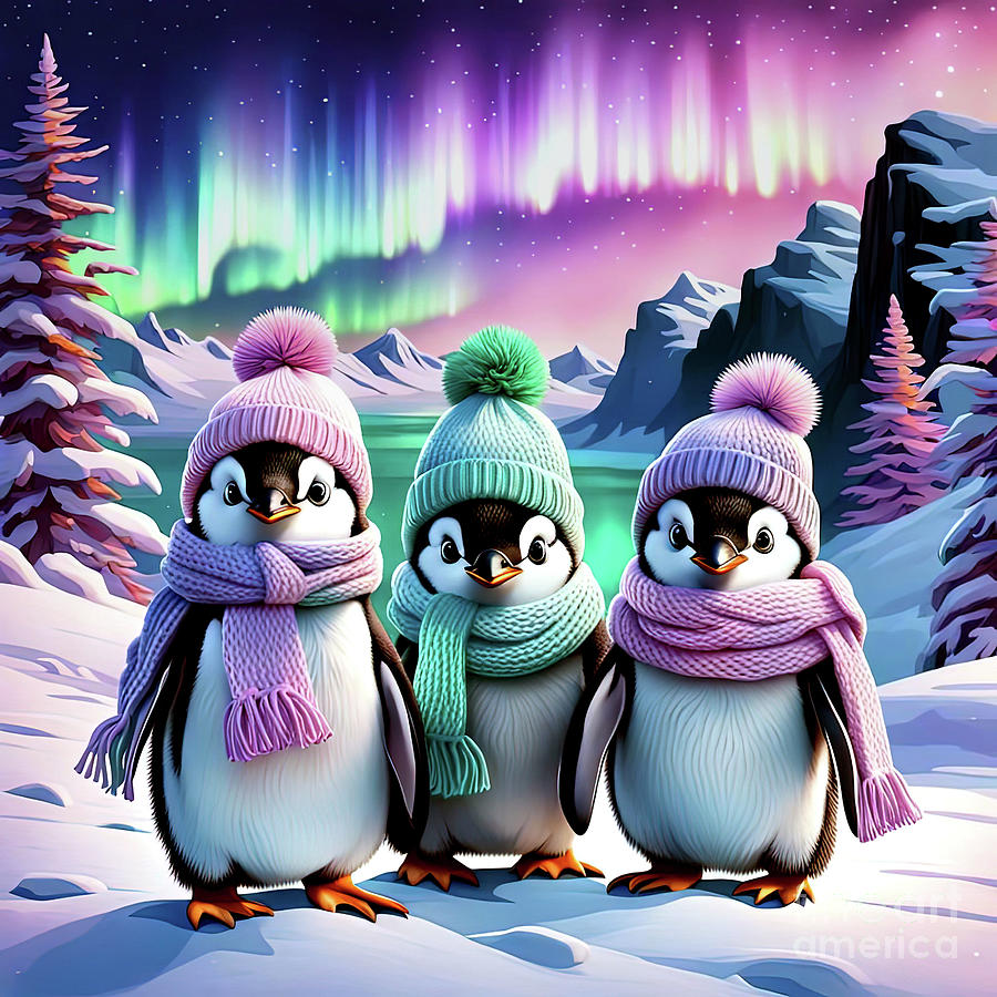 Cute Penguins Digital Art by Elaine Manley