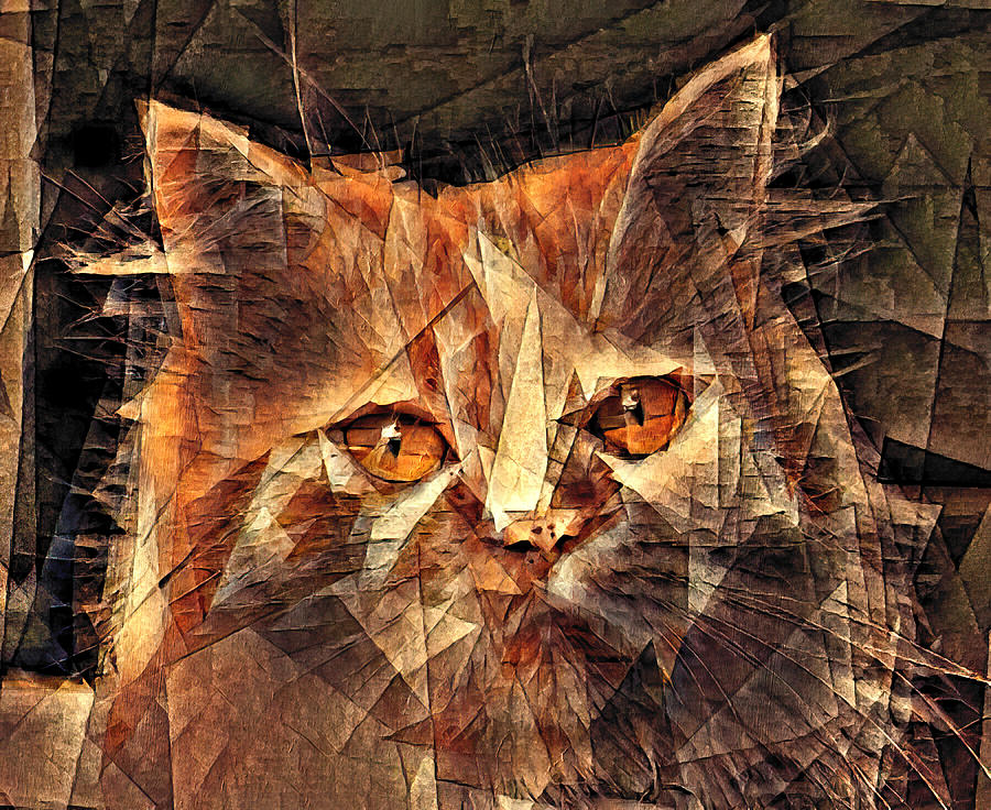 Cute Persian cat in the cubist style with big triangular shapes Digital Art by Nicko Prints