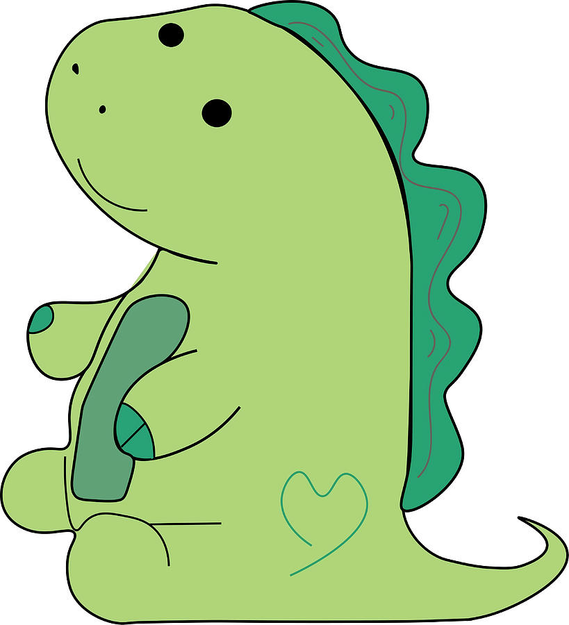 Cute Pickle The Dinosaur Cartoon 1 Poster nature Painting by Shaw