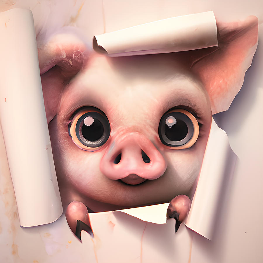 Cute Pig Digital Art by Amalia Suruceanu