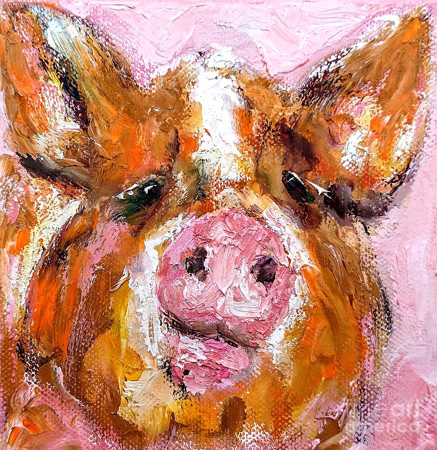 Cute piglet painting  Painting by Mary Cahalan Lee - aka PIXI