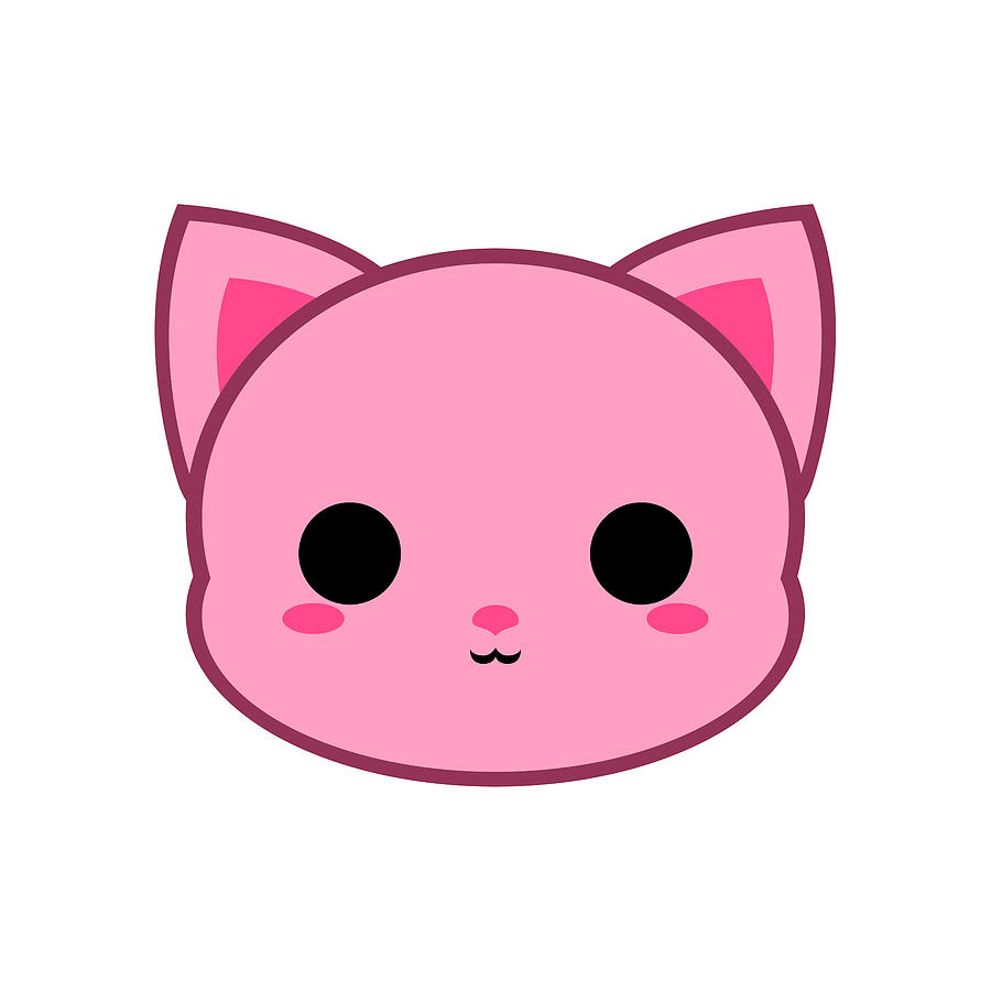 Cute Pink Cat Digital Art by Alien3287 | Pixels