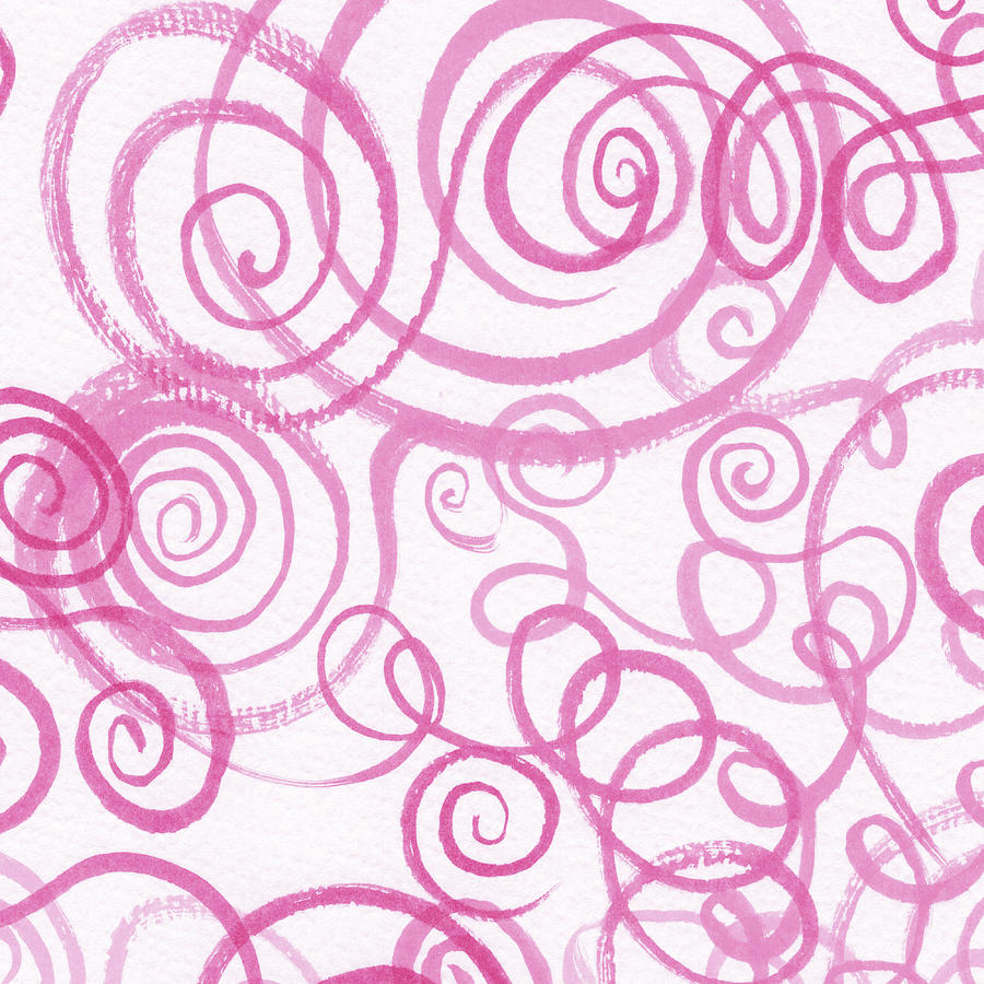 Cute Pink Mesmerizing Doodles Watercolor Organic Whimsical Lines And Swirls VI Painting by Irina Sztukowski