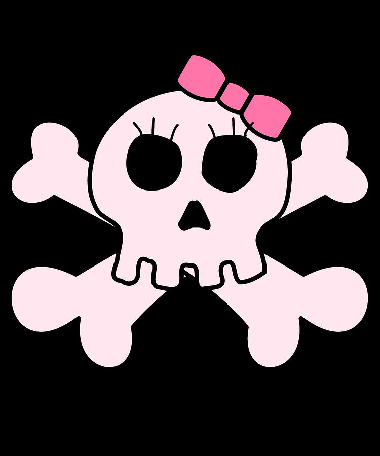 Cute Pink Skull And Bones Digital Art by Flippin Sweet Gear