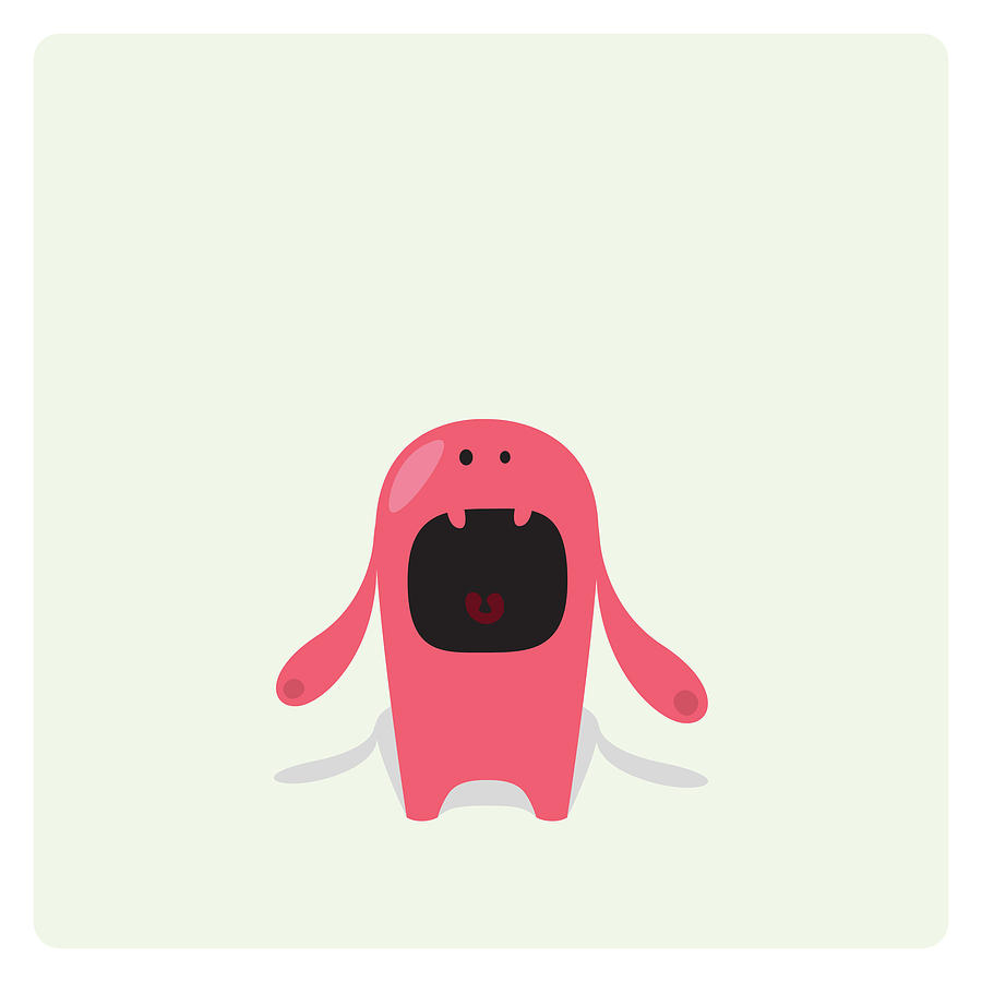 Cute Pink Vector Blob Character Annoyed and Yelling Drawing by 4khz