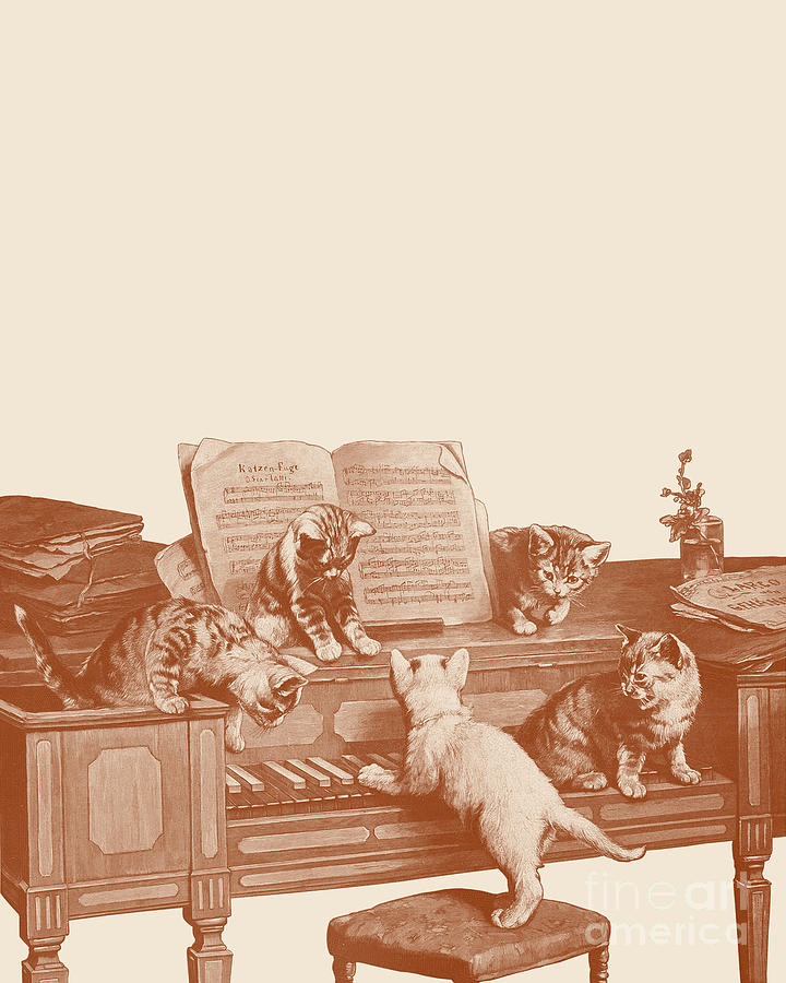 Cat Digital Art - Cute playing kittens by Madame Memento