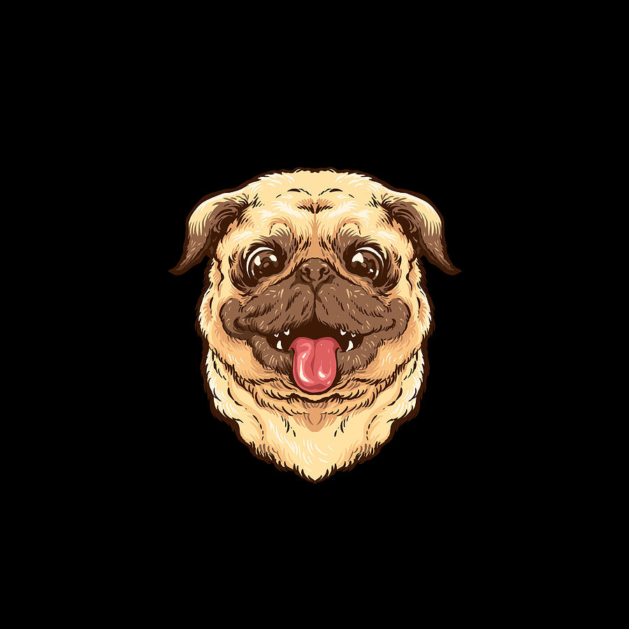 Cute Pug Dog With Tongue Sticking Out Digital Art by Sambel Pedes