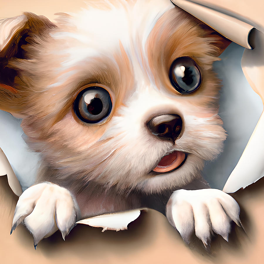 Cute Puppy Digital Art by Amalia Suruceanu