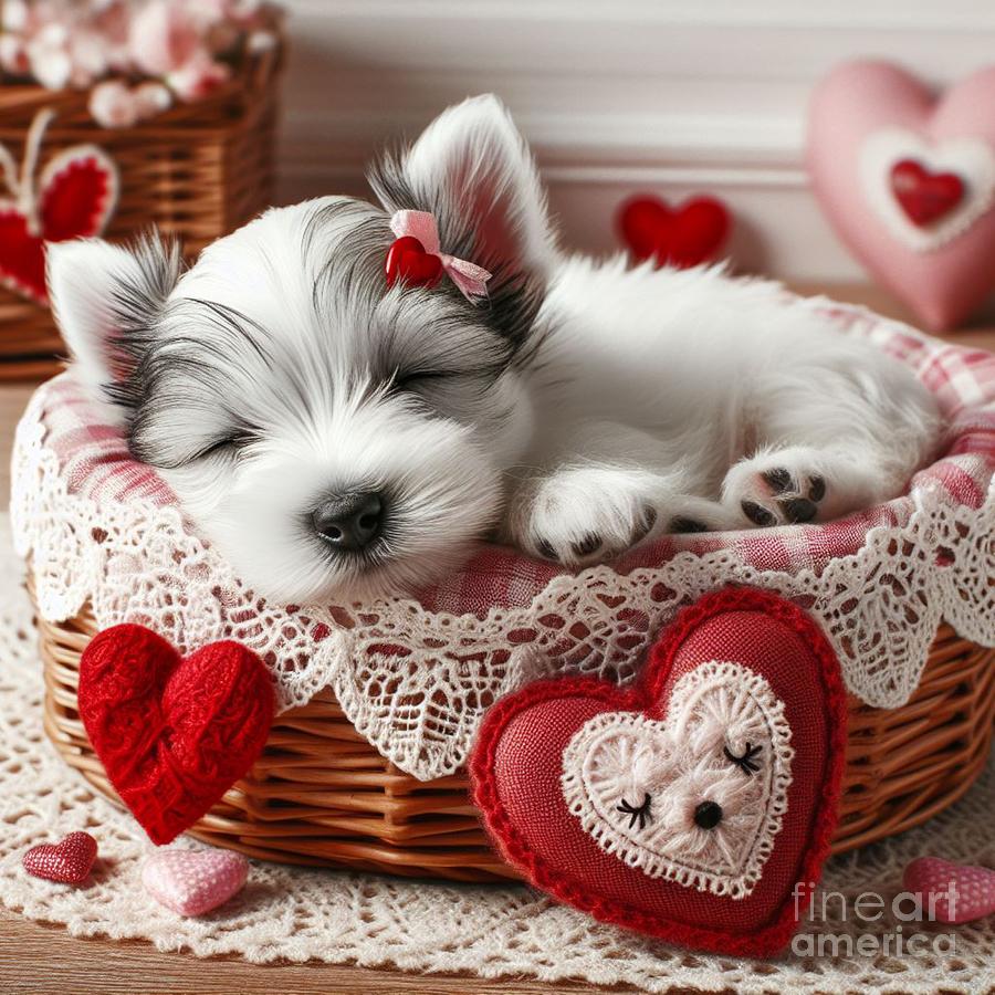 Cute Puppy Sleeping Digital Art by Debra Miller