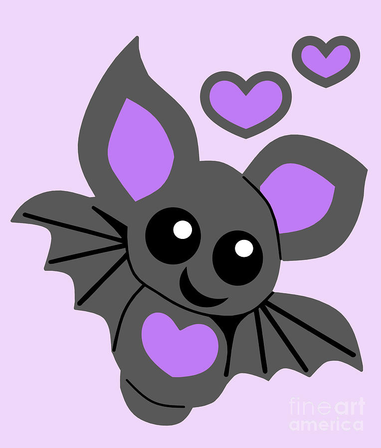 Cute Purple Baby Bat Digital Art by Tracy Eatwell