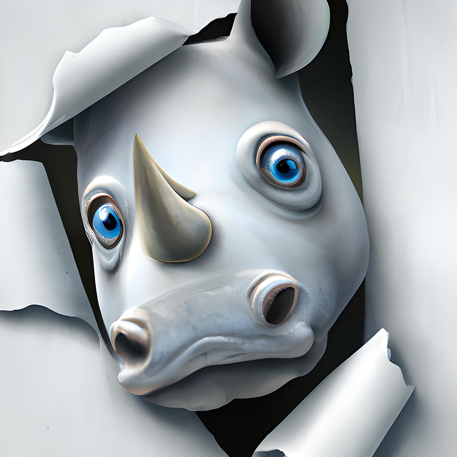 Cute Rhino Digital Art by Amalia Suruceanu