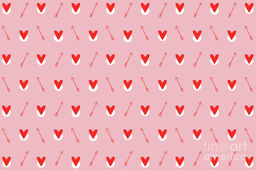 Cute seamless pattern with arrows and hearts Digital Art by Mendelex Photography