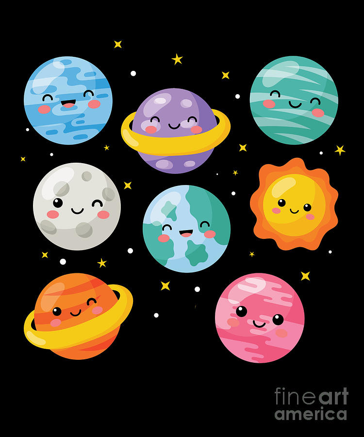 Cute Seven Sun Solar System Galaxy Outer Space Earth Universe