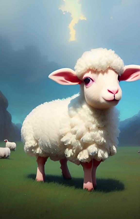 Cute Sheep Mixed Media by Bonnie Bruno