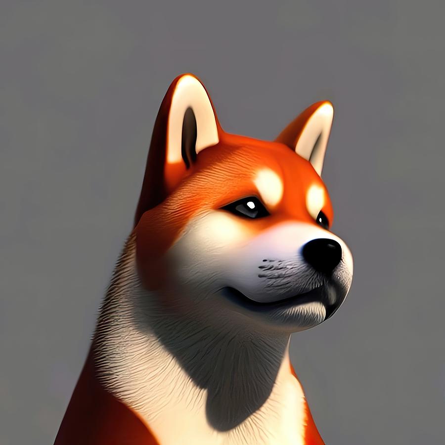 Cute Shiba Inu Digital Art by Obsidian Art-X - Pixels