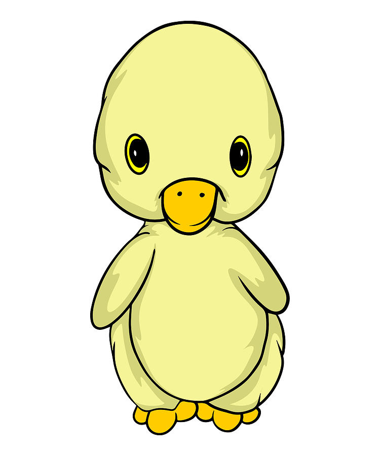 Cute shy baby duck cartoon Digital Art by Norman W - Pixels