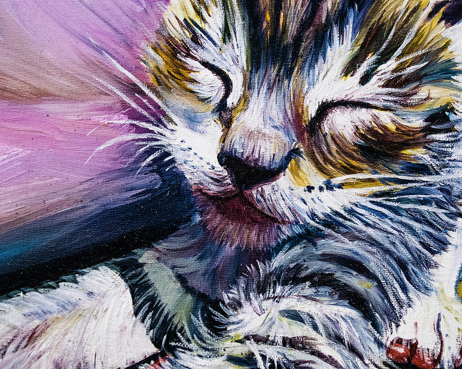 Cute Sleepy Kitty Painting by Rowan Lyford