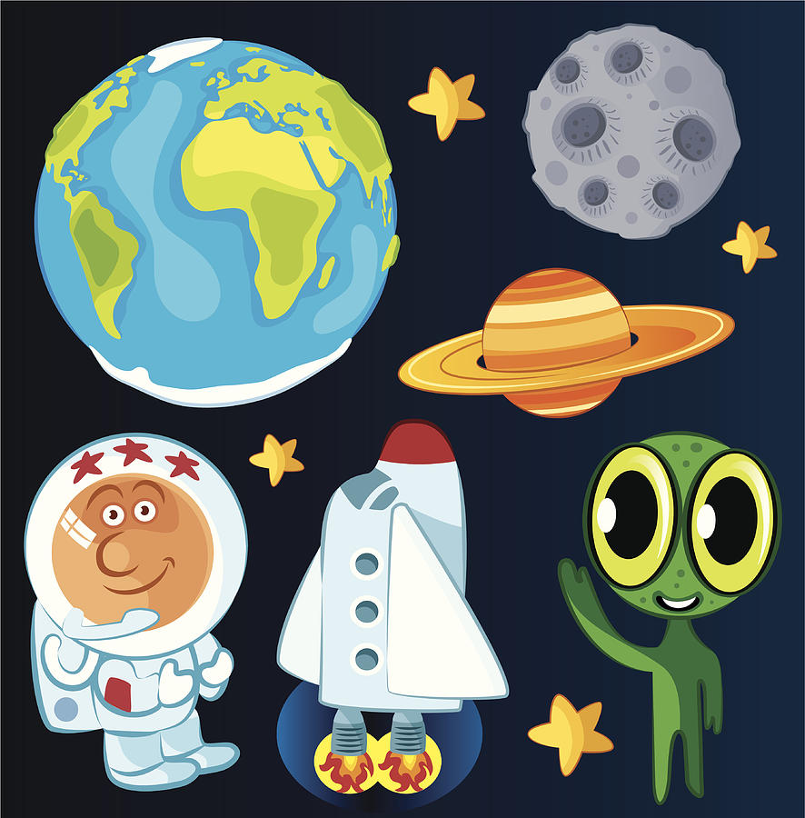 Cute Space Symbols Drawing by Drmakkoy