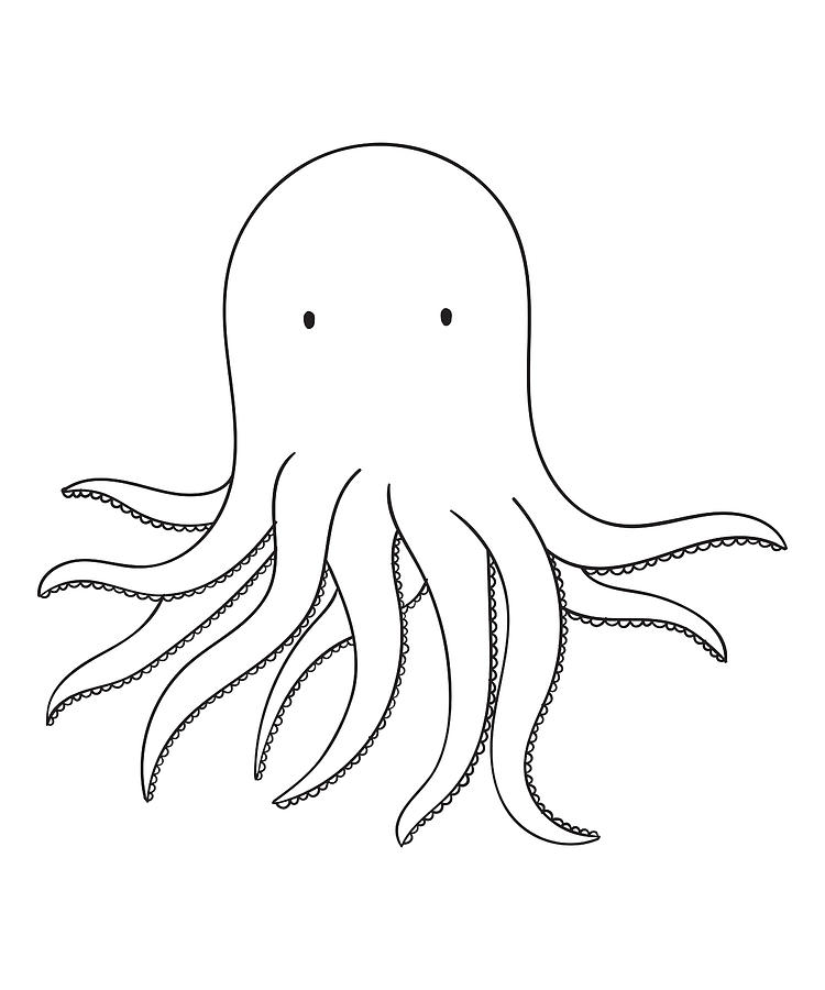Cute Squid Animal sketch drawing Digital Art by Norman W - Fine Art America