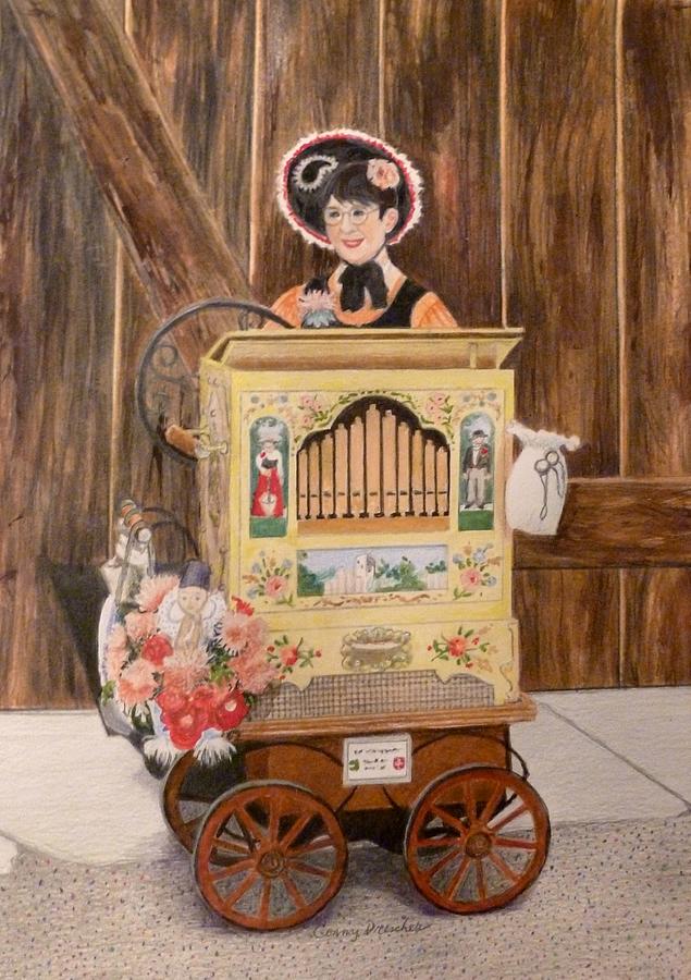 Cute Street Organ  Mixed Media by Constance DRESCHER