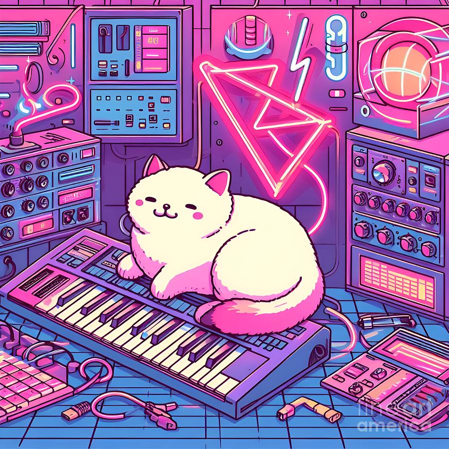 Cute Synth Cat Digital Art by Cherished Moments - Fine Art America