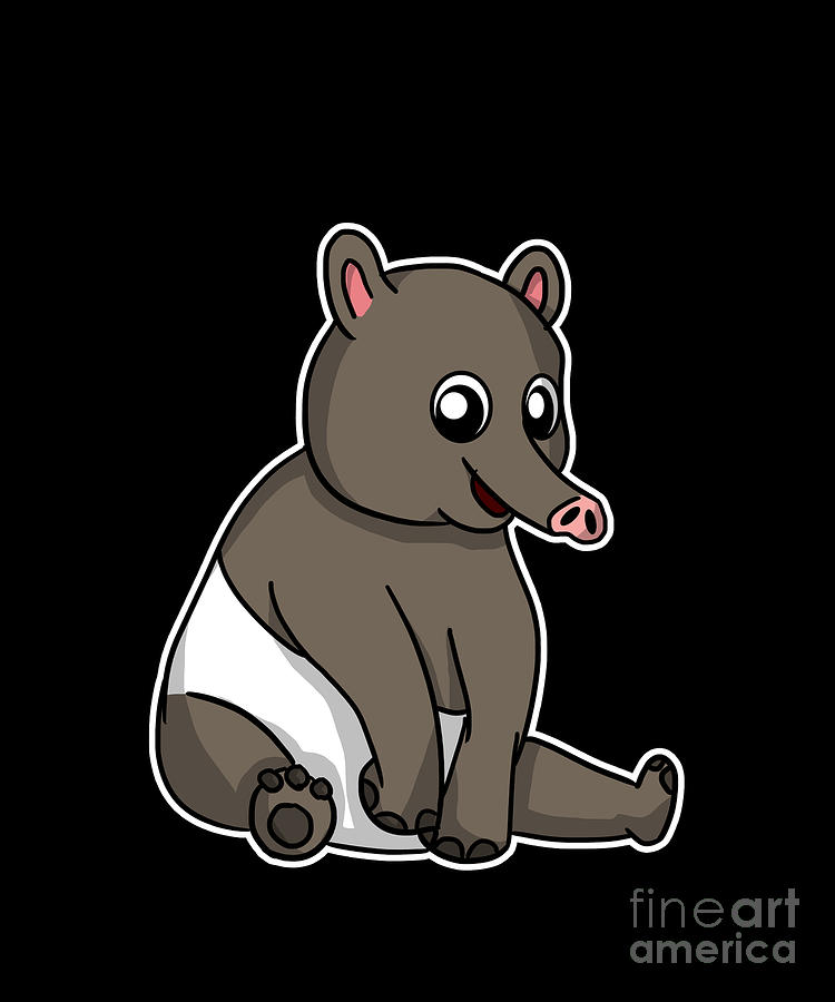 Cute Tapir Animal Tapiridae Gift Idea Digital Art by J M