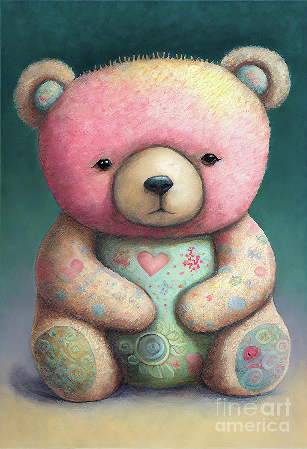 Cute Teddy Bear Painting by Vincent Monozlay