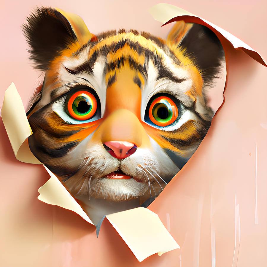 Cute Tiger Digital Art by Amalia Suruceanu