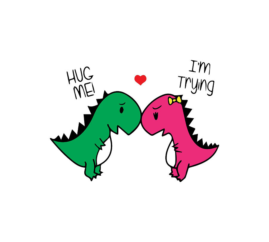 Cute Trex Hugging Poster green Painting by Stewart Wayne | Fine Art America