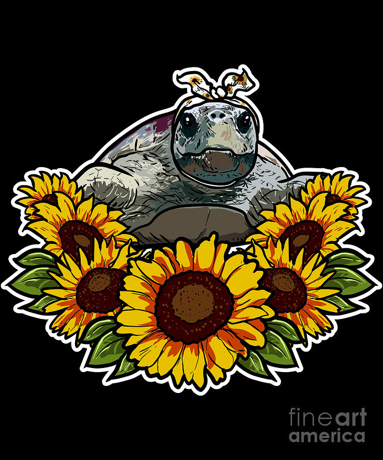 Cute Turtle Gift Sunflower Decor Digital Art By J M   Cute Turtle Gift Sunflower Decor J M 